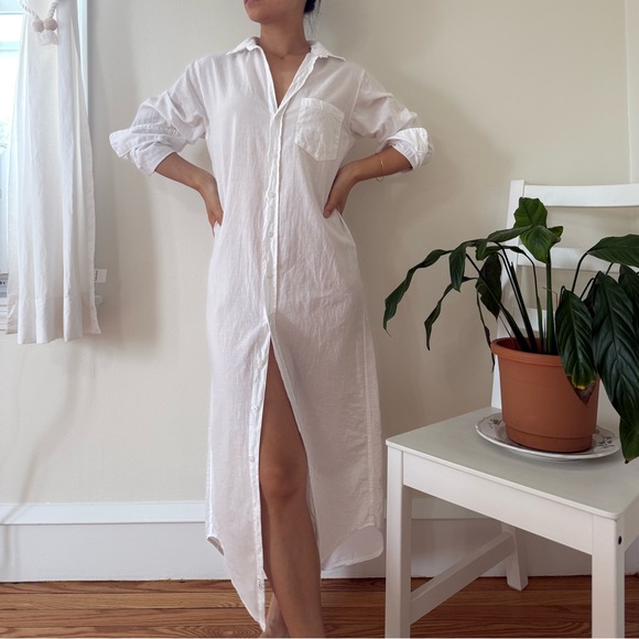 Frank And Eileen 100% Organic Cotton Rory White Maxi Shirt Dress Size XS - Picture 6 of 13